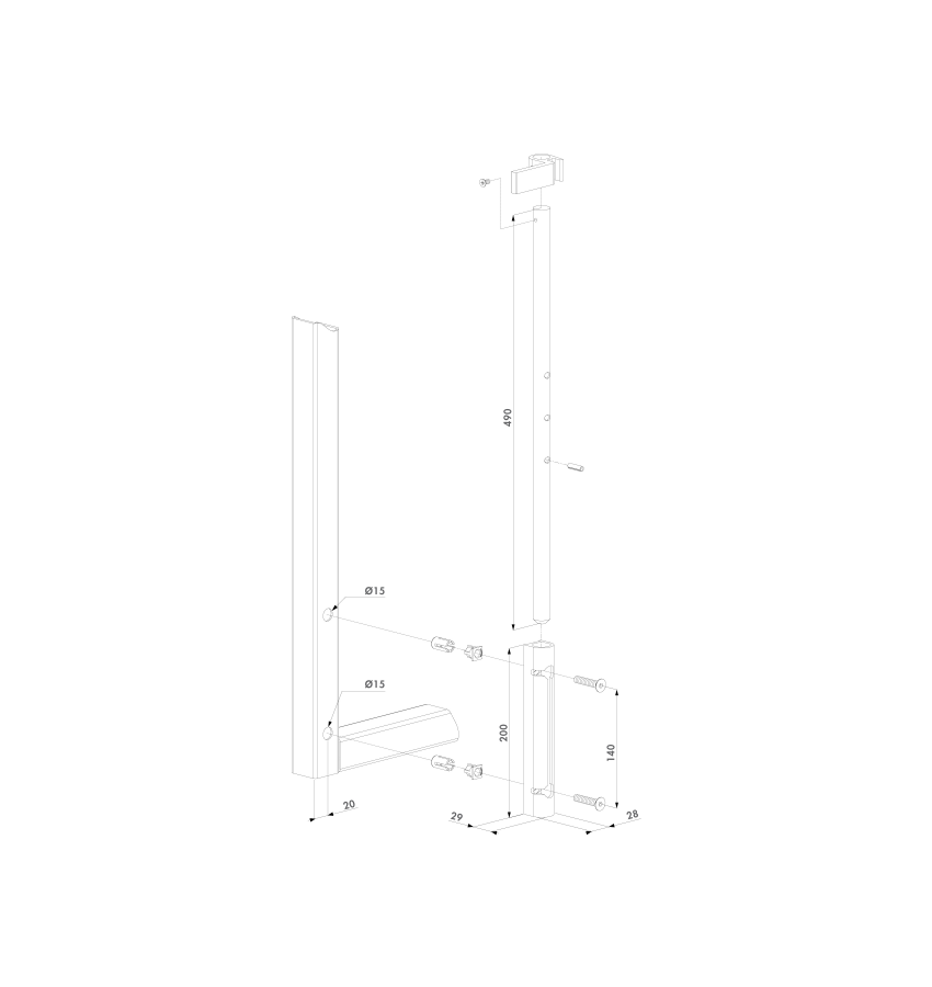 RMG L03/04 Surface Mounted Drop Bolt with Aluminium Bolt